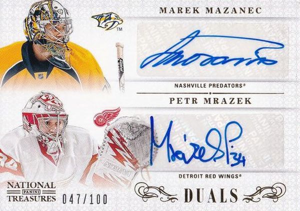 AUTO karta MAZANEC/MRÁZEK 13-14 National Treasures Duals Autograph /100